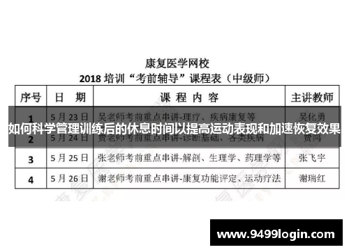 如何科学管理训练后的休息时间以提高运动表现和加速恢复效果